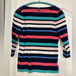 Chaps Women's Striped Long Sleeve Top - Navy, Pink, Green